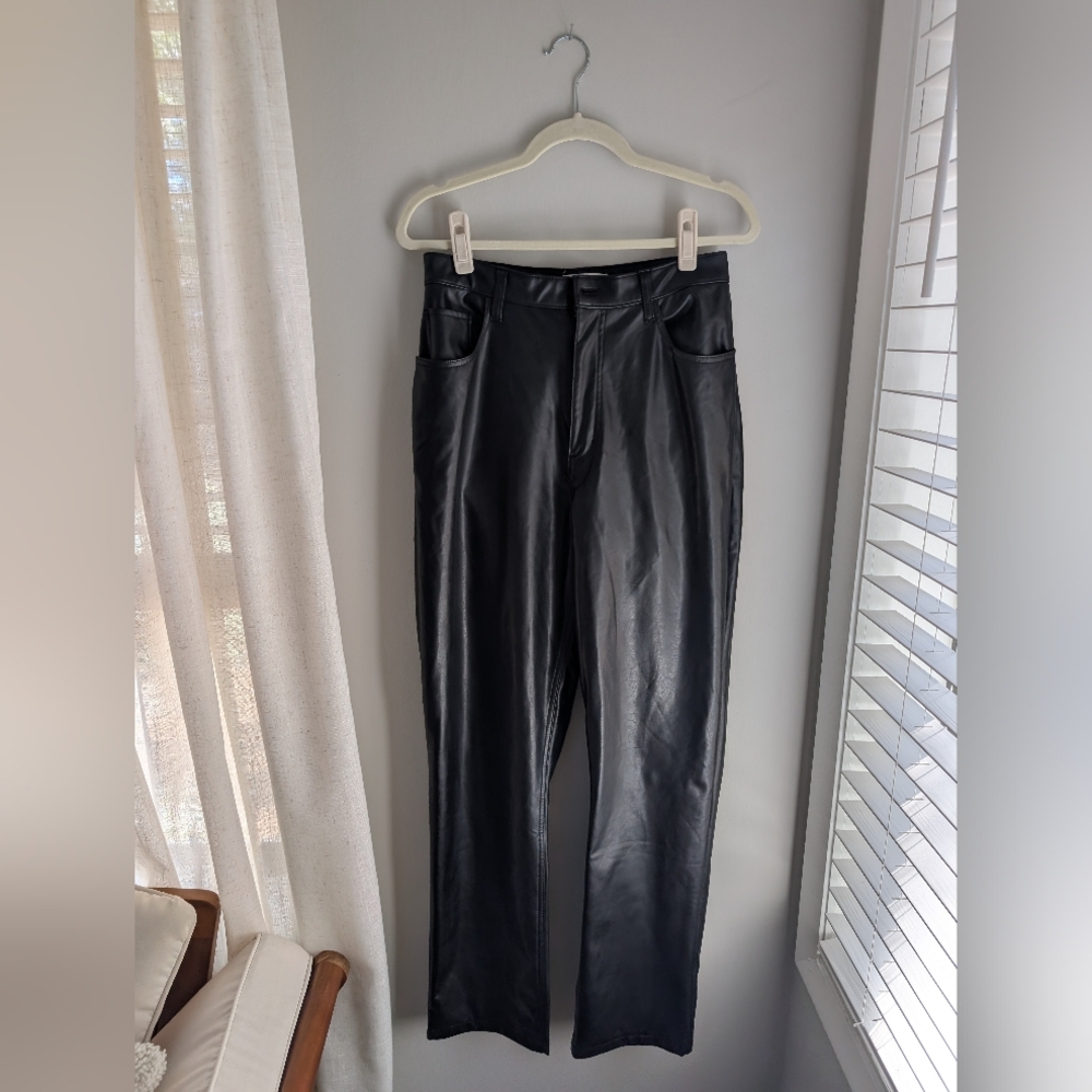 Abercrombie The 90s Straight Ultra High Rise Faux Leather Pants Curve Love Long